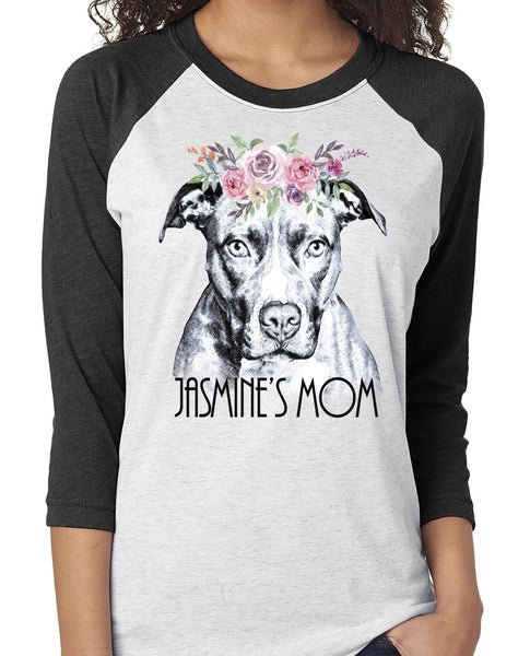 BEAUTIFUL BOHO PIT BULL RAGLAN TEE - UP TO 3XL - 3 COLORS - PERSONALIZATION INSTRUCTIONS BELOW