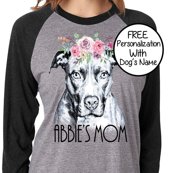 BEAUTIFUL BOHO PIT BULL GRAY RAGLAN TEE - UP TO 3XL - 2 COLORS - PERSONALIZATION INSTRUCTIONS BELOW