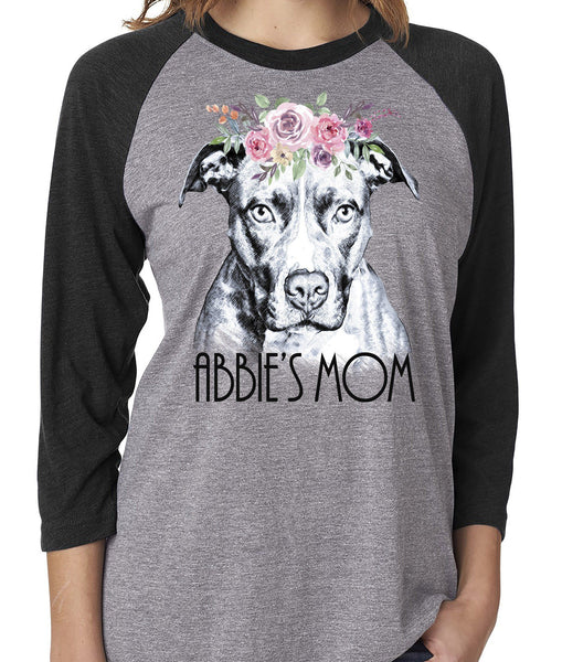 BEAUTIFUL BOHO PIT BULL GRAY RAGLAN TEE - UP TO 3XL - 2 COLORS - PERSONALIZATION INSTRUCTIONS BELOW