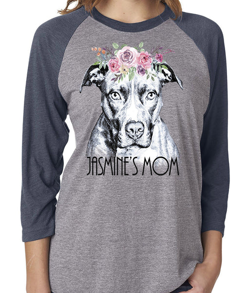 BEAUTIFUL BOHO PIT BULL GRAY RAGLAN TEE - UP TO 3XL - 2 COLORS - PERSONALIZATION INSTRUCTIONS BELOW
