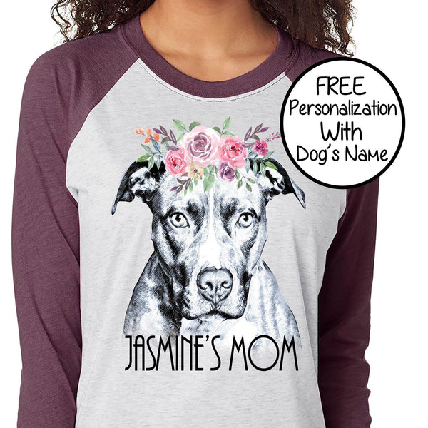 BEAUTIFUL BOHO PIT BULL RAGLAN TEE - UP TO 3XL - 3 COLORS - PERSONALIZATION INSTRUCTIONS BELOW
