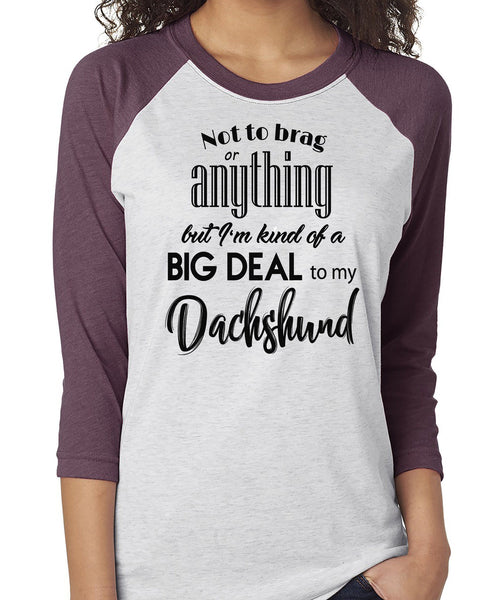 NOT TO BRAG DACHSHUND RAGLAN TEE - UP TO 3XL - 3 COLORS