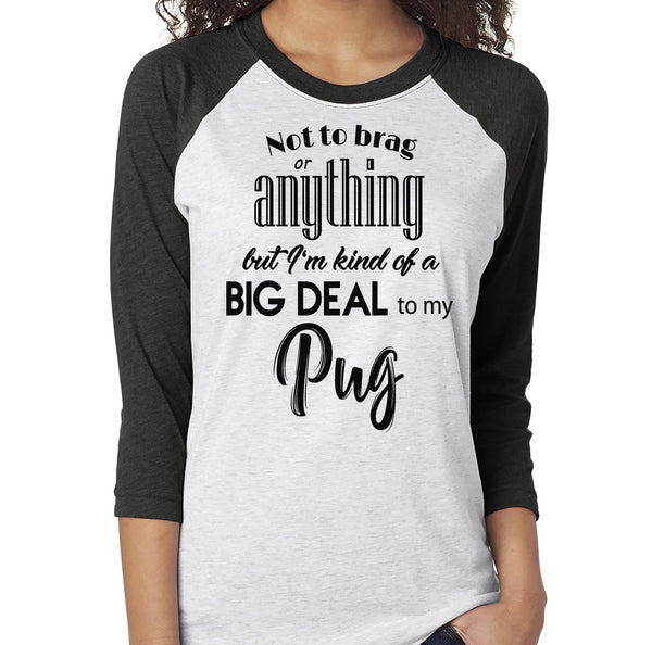 NOT TO BRAG PUG RAGLAN TEE - UP TO 3XL - 3 COLORS