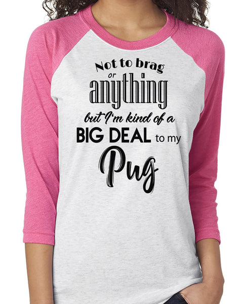 NOT TO BRAG PUG RAGLAN TEE - UP TO 3XL - 3 COLORS