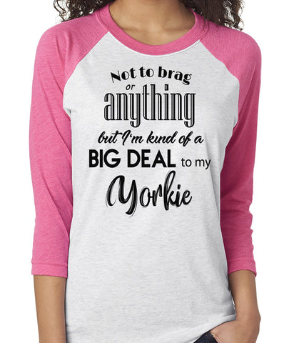 NOT TO BRAG YORKIE RAGLAN TEE - UP TO 3XL - 3 COLORS