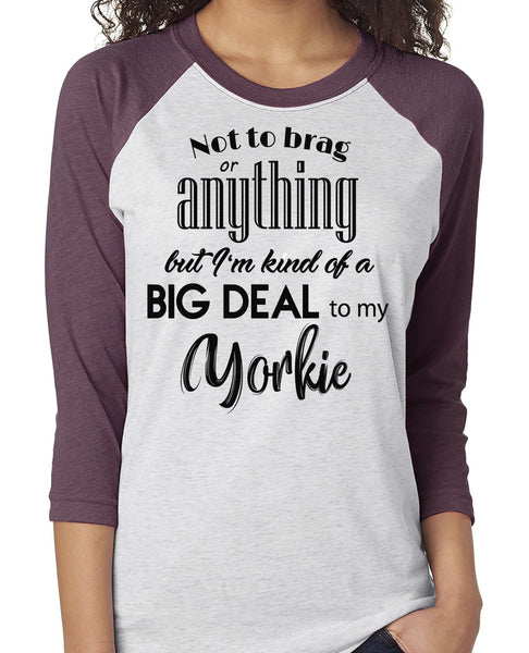 NOT TO BRAG YORKIE RAGLAN TEE - UP TO 3XL - 3 COLORS