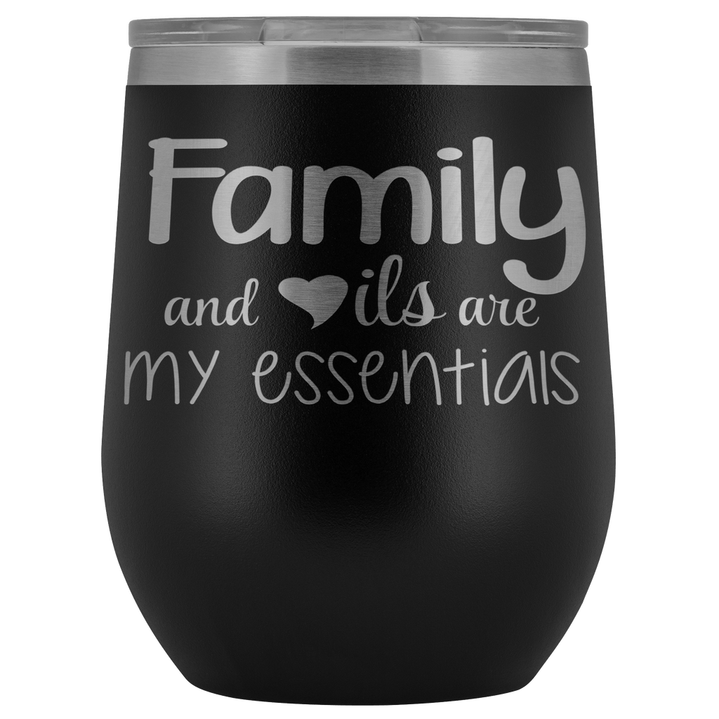 FAMILY & OILS WINE STAINLESS STEEL VACUUM WINE TUMBLER - 12 COLORS TO CHOOSE FROM