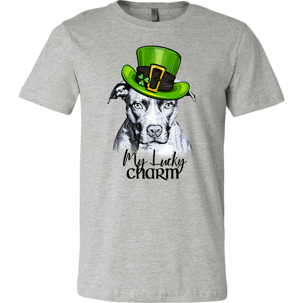 MY LUCKY CHARM PIT BULL HEATHER COLORED BELLA CANVAS TEES - SIZES TO 3XL - 2 COLORS