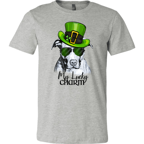 COOL LUCKY CHARM PIT BULL HEATHER COLORED PREMIUM BELLA CANVAS TEES - UP TO 3XL - 2 COLORS