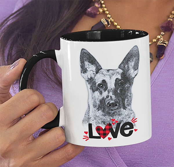 GERMAN SHEPHERD LOVE TWO-TONED MUG - 2 COLORS TO CHOOSE FROM