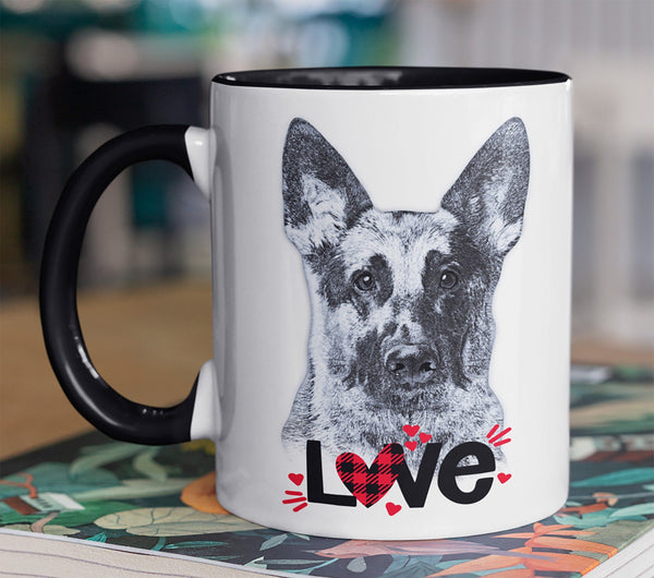 GERMAN SHEPHERD LOVE TWO-TONED MUG - 2 COLORS TO CHOOSE FROM