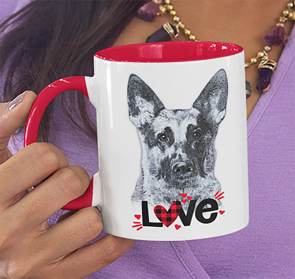 GERMAN SHEPHERD LOVE TWO-TONED MUG - 2 COLORS TO CHOOSE FROM