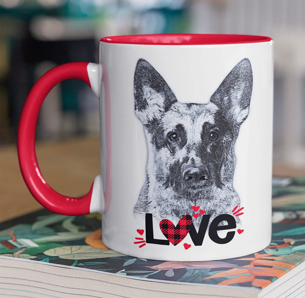 GERMAN SHEPHERD LOVE TWO-TONED MUG - 2 COLORS TO CHOOSE FROM