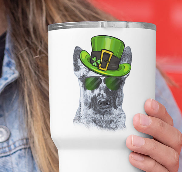COOL ST PADDY'S DAY GSD WHITE STAINLESS STEEL TUMBLER - BIG 30 oz. size