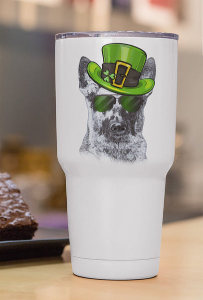 COOL ST PADDY'S DAY GSD WHITE STAINLESS STEEL TUMBLER - BIG 30 oz. size