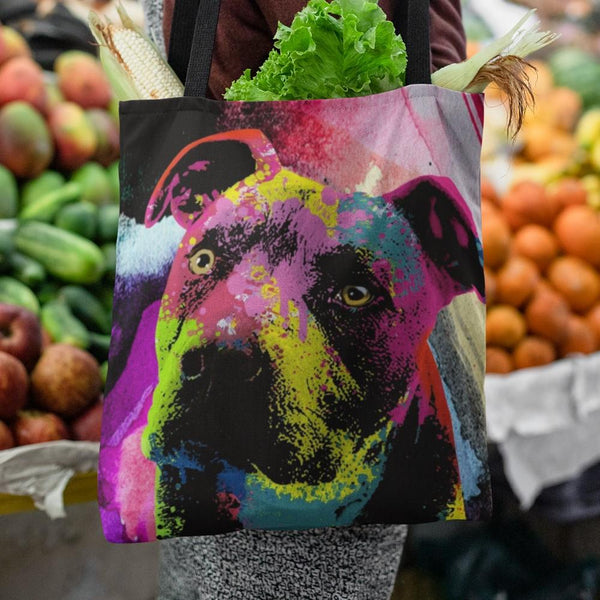 POP ART PIT BULL CANVAS TOTE