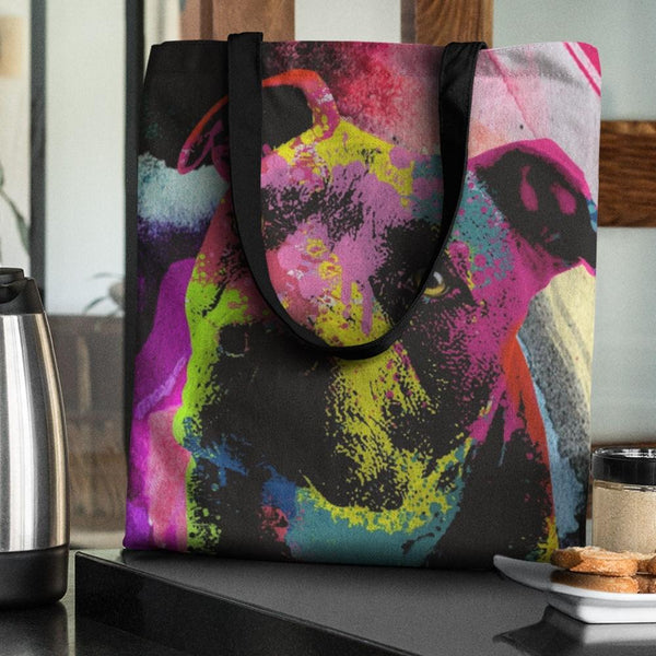 POP ART PIT BULL CANVAS TOTE