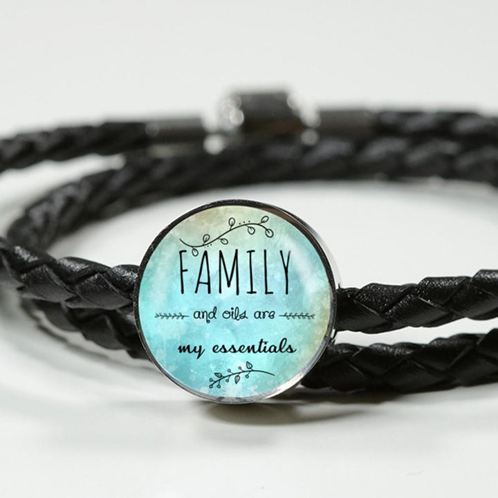 AWESOME FAMILY & OILS WRAP AROUND BRAIDED LEATHER BRACELET