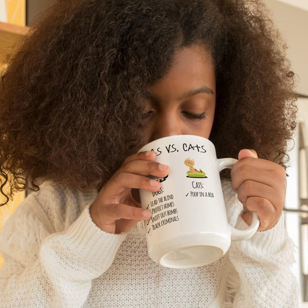 DOGS VS CATS White Mug - BIG 15 oz. size