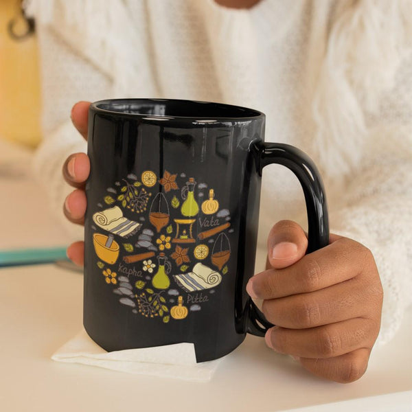 AYURVEDIC Black Mug - BIG 15 oz. size
