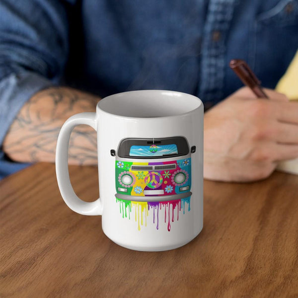 HIPPIE VAN White Mug - BIG 15 oz. size