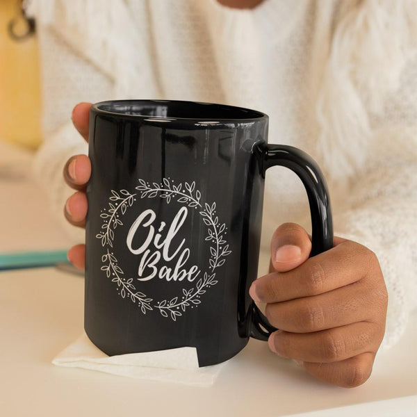 OIL BABE Black Mug - BIG 15 oz. size