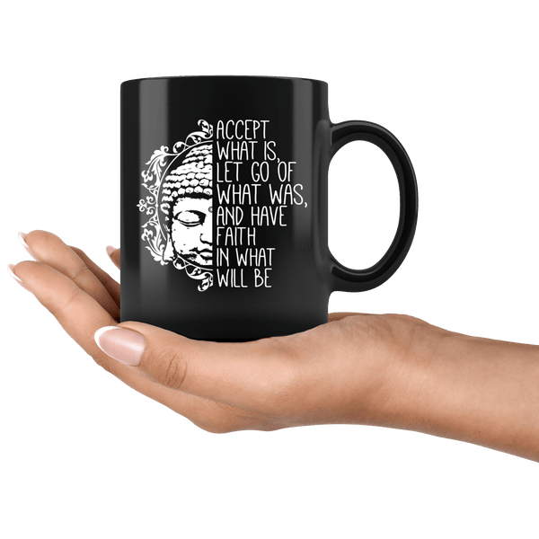 BEAUTIFUL "ACCEPT WAS IS" BLACK MUG