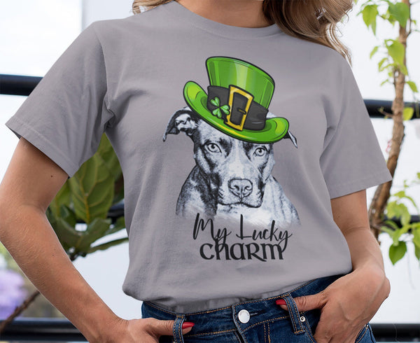MY LUCKY CHARM PIT BULL HEATHER COLORED BELLA CANVAS TEES - SIZES TO 3XL - 2 COLORS