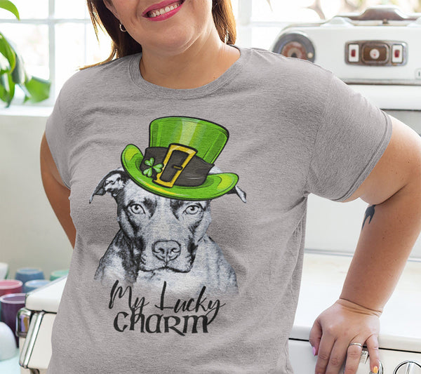MY LUCKY CHARM PIT BULL HEATHER COLORED BELLA CANVAS TEES - SIZES TO 3XL - 2 COLORS