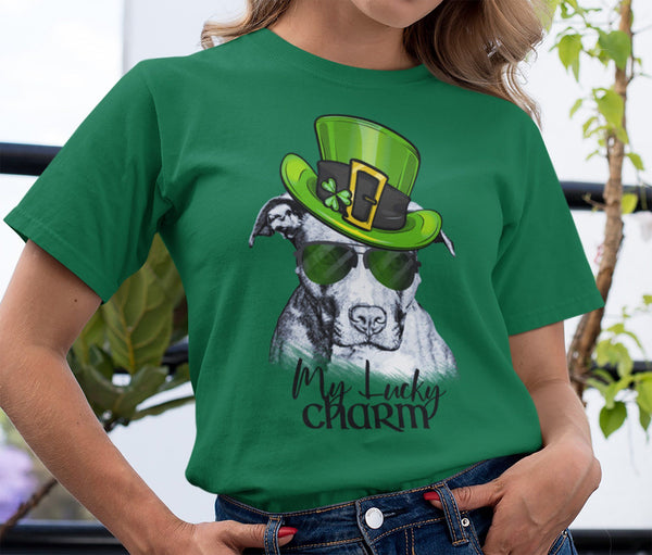COOL LUCKY CHARM PIT BULL HEATHER COLORED PREMIUM BELLA CANVAS TEES - UP TO 3XL - 2 COLORS