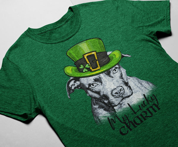 MY LUCKY CHARM PIT BULL HEATHER COLORED BELLA CANVAS TEES - SIZES TO 3XL - 2 COLORS