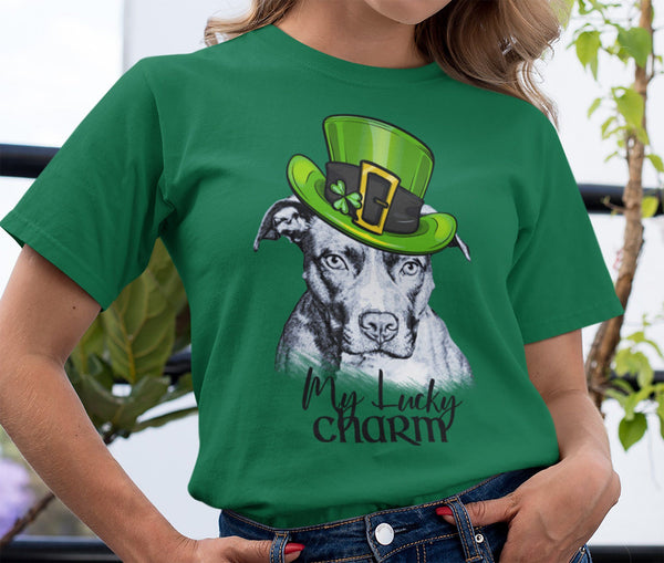 MY LUCKY CHARM PIT BULL HEATHER COLORED BELLA CANVAS TEES - SIZES TO 3XL - 2 COLORS