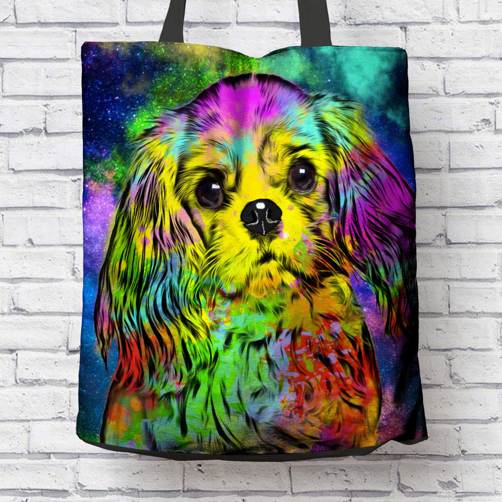 GORGEOUS POP ART CAVALIER KING CHARLES SPANIEL CANVAS TOTE - NEW BIGGER SIZE