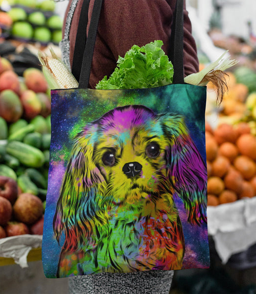 GORGEOUS POP ART CAVALIER KING CHARLES SPANIEL CANVAS TOTE - NEW BIGGER SIZE