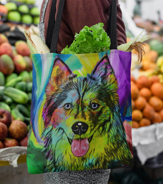 GORGEOUS POP ART HUSKY DOG CANVAS TOTE - NEW BIGGER SIZE