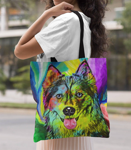 GORGEOUS POP ART HUSKY DOG CANVAS TOTE - NEW BIGGER SIZE