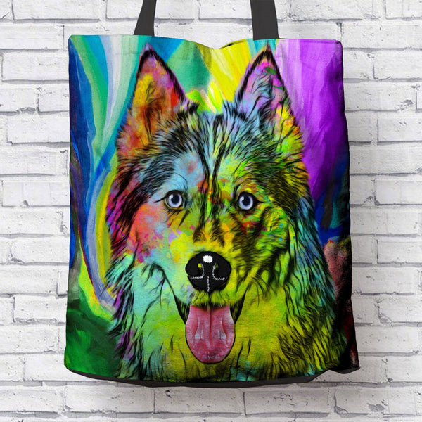 GORGEOUS POP ART HUSKY DOG CANVAS TOTE - NEW BIGGER SIZE