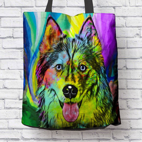 GORGEOUS POP ART HUSKY DOG CANVAS TOTE - NEW BIGGER SIZE