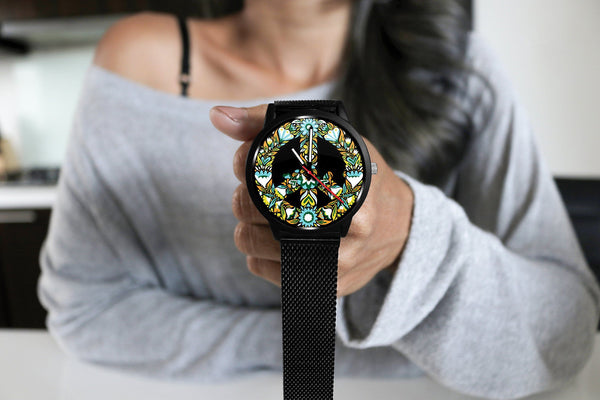 AWESOME PEACE SYMBOL WATCH - MULTIPLE BANDS TO CHOOSE FROM