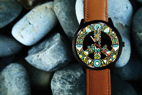 AWESOME PEACE SYMBOL WATCH - MULTIPLE BANDS TO CHOOSE FROM