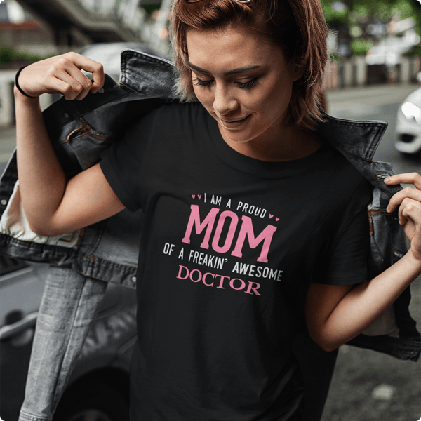 PROUD MOM TEE PERSONALIZED WITH SON OR DAUGHTER'S PROFESSION