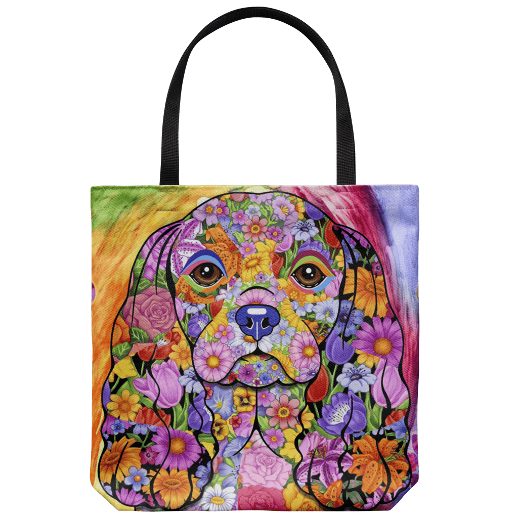 FABULOUS FLOWER CAVALIER KING SPANIEL CANVAS TOTE - NEW BIGGER SIZE