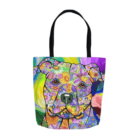 FABULOUS FLOWER PIT BULL CANVAS TOTE BAG - CHOOSE FROM 3 SIZES