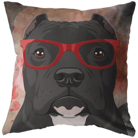 FREE SHIPPING: COOL CROPPED EAR HIPSTER PIT BULL THROW PILLOWS - 4 SIZES TO CHOOSE FROM IN STUFFED & SEWN, OR ZIP COVER ONLY, OR ZIP COVER & INSERT