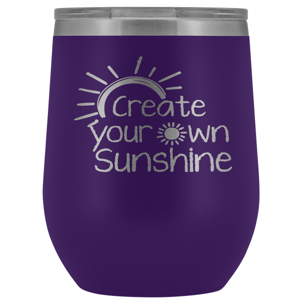 SUNSHINE WINE STAINLESS STEEL VACUUM WINE TUMBLER - 12 COLORS TO CHOOSE FROM