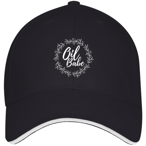 EMBROIDERED OIL BABE Bayside USA Made Structured Twill Cap With Sandwich Visor