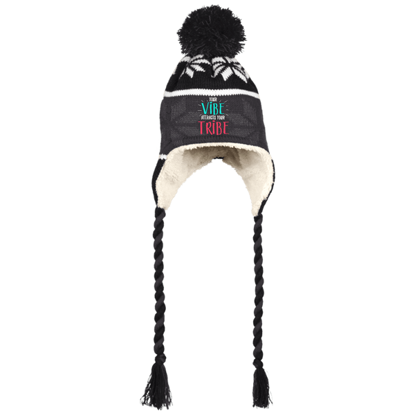EMBROIDERED VIBE Holloway Hat with Ear Flaps and Braids