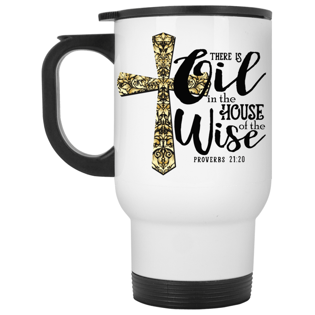 PROVERBS White Stainless Steel Travel Mug - 14 oz.