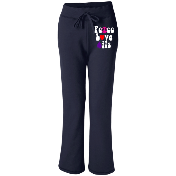 EMBROIDERED PEACE LOVE OILS Gildan Women's Open Bottom Sweatpants with Pockets