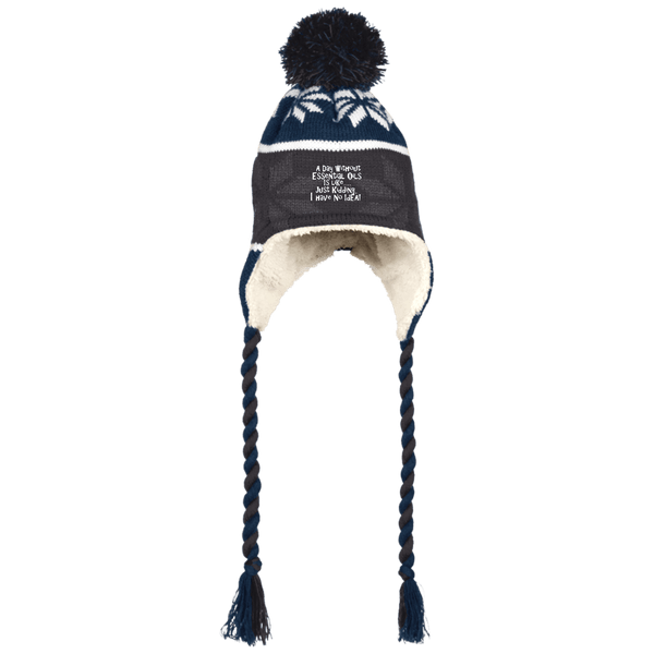 EMBROIDERED ESSENTIAL OILS Holloway Hat with Ear Flaps and Braids